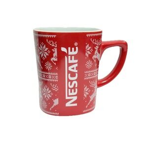 Nestlé Nescafé Red Holiday Mug 11oz Christmas Sweater Design Red Coffee Cup